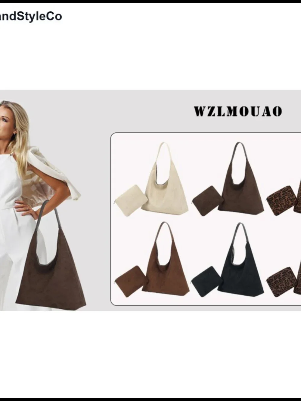 Slouchy Hobo Tote Bag Faux Suede Women Large Capacity Work Handbag